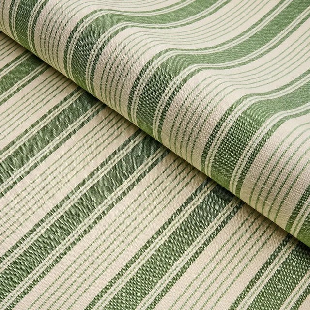 2020s Schumacher x Mark D. Sikes Ojai Stripe Fabric in Leaf Green For Sale - Image 5 of 6
