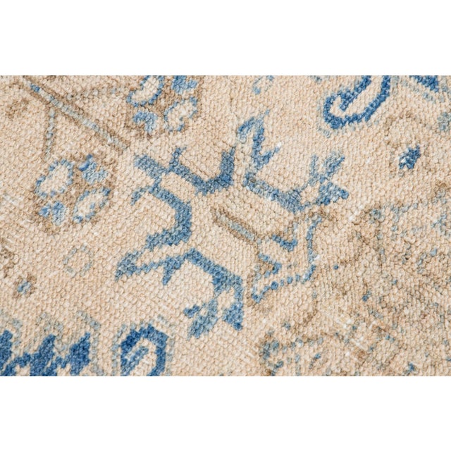 Textile Antique Persian Heriz Beige Handmade Allover Geometric Wool Rug For Sale - Image 7 of 11