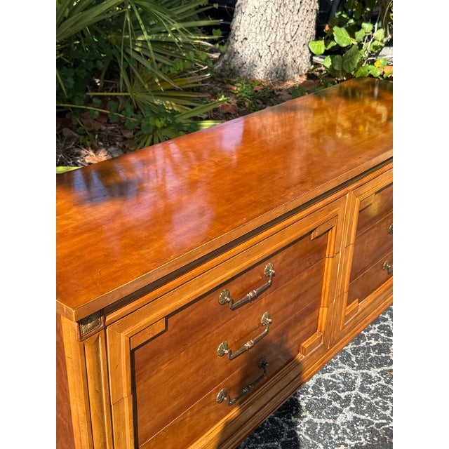 Wood Vintage Thomasville Campaign-Style Dresser | Six-Drawer Walnut Chest For Sale - Image 7 of 9