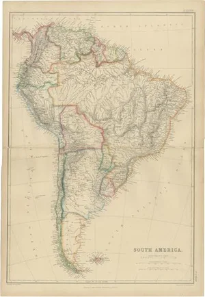 Antique Map of South America by W. G. Blackie, 1859