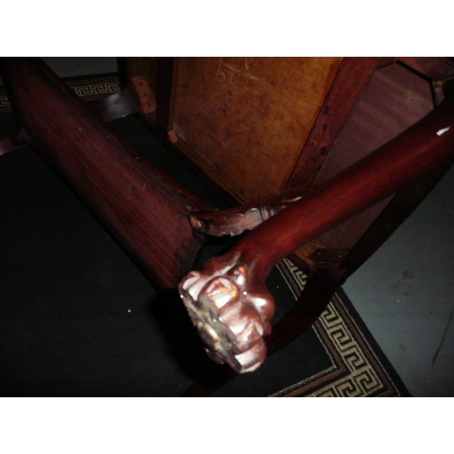 Brown Library Table/Salon Room Table. 1920's Vintage. Carved Ornate Lions Heads For Sale - Image 8 of 17