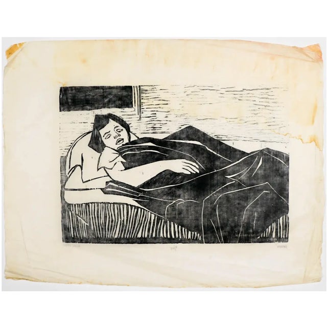 1950s 1950s Ruth Leaf Karen Sleeping Female Woodcut For Sale - Image 5 of 5