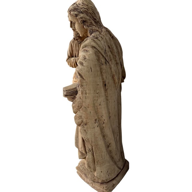 Antique Italian Hand Carved Wood Sculptures- A Pair For Sale - Image 10 of 12