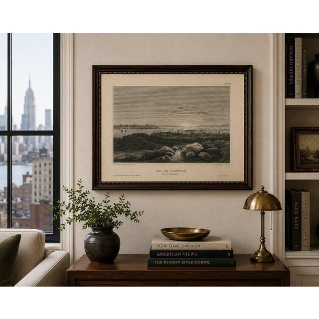Bay of new york from hoboken – antique new york harbor engraving, c.1850 this original nineteenth-century steel engraving...