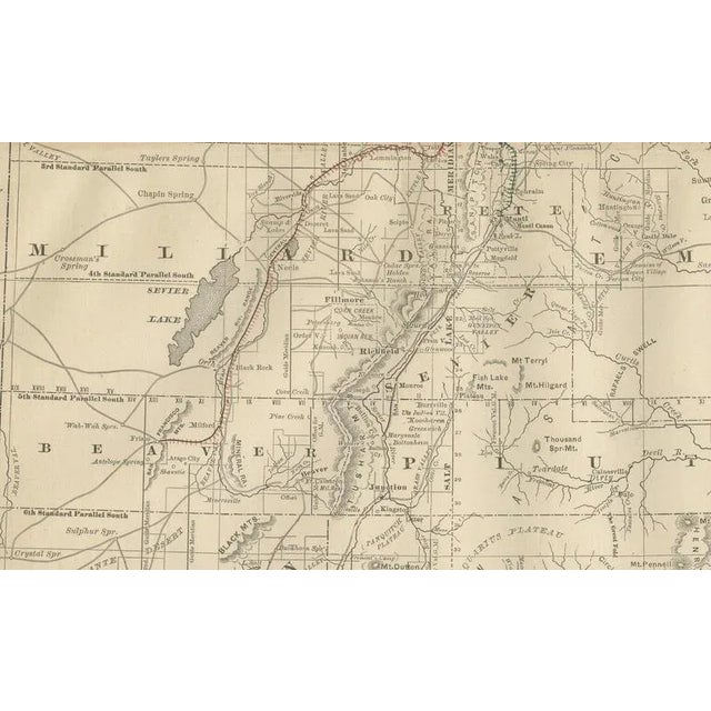 Late 19th Century Utah Map with The Beehive States Railroads and Counties and Great Salt Lake, 1888 For Sale - Image 5 of 10
