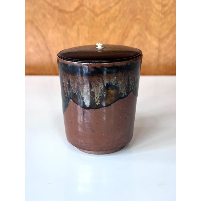 Ceramic Rare Antique Japanese Ceramic Takatori Ware Hoso Mizusashi For Sale - Image 7 of 13