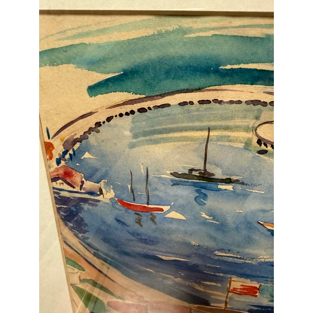 Franke San Francisco Aquatic Cove Park Watercolor Artwork, Signed Circa 1979 For Sale - Image 11 of 12
