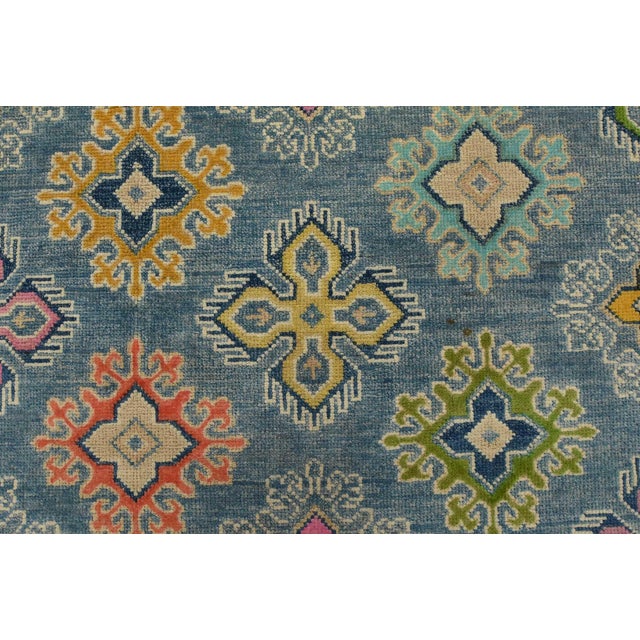 Kazak Rug 5’6” X 7’10” Blue Wool Tribal Hand-Knotted Oriental Carpet For Sale - Image 11 of 15