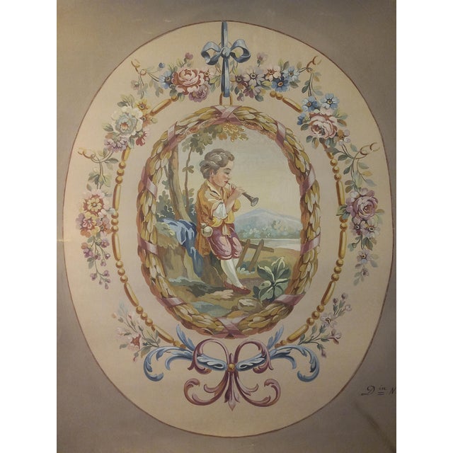 Study for Louis XVI Style Tapestry, 1890s, Gouache on Paper For Sale - Image 3 of 4