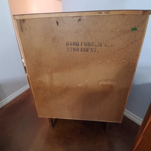 1950s Ward Furniture Mfg Mid Century Louvered Highboy For Sale - Image 5 of 12