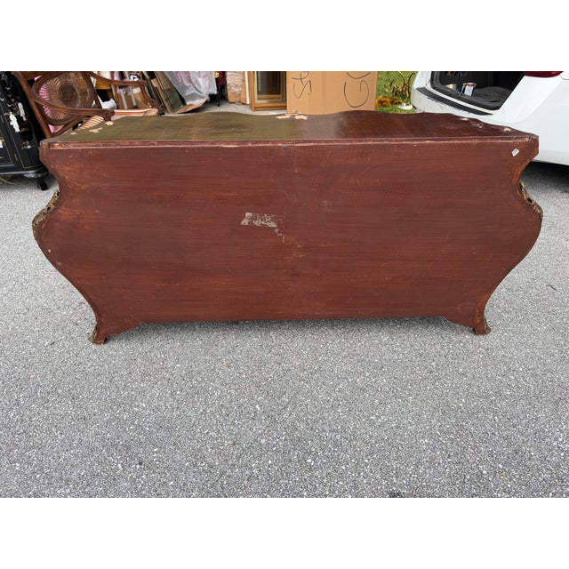 Brass Antique Hand-Painted French Bombe Buffet For Sale - Image 8 of 18