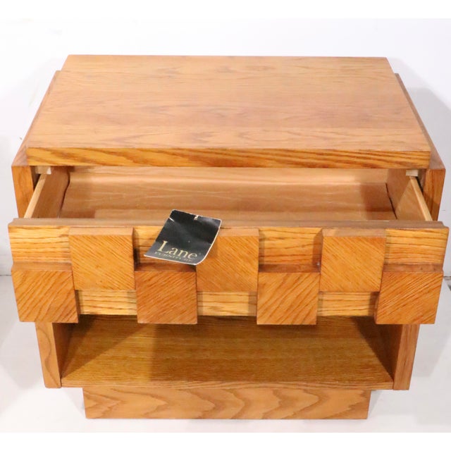 Pair Brutalist Staccato Night Table by the Lane Furniture Company C1960/70's For Sale - Image 12 of 18
