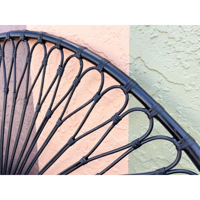 Wood Palm Beach Regency Black Sunburst Rattan King Headboard For Sale - Image 7 of 8