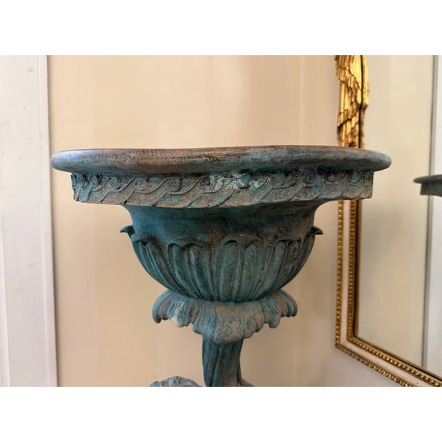 Metal 19th Century Neoclassical Style Bronze Garden Urn Featuring a Boy With a Goat For Sale - Image 7 of 10