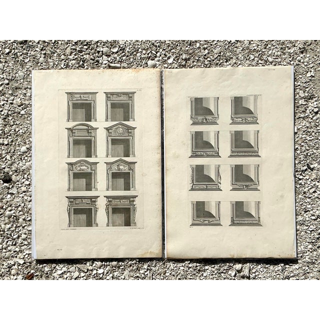 Vintage Boho Italian Architectural Pediment Drawings Original Print- Set of 2 For Sale - Image 11 of 12