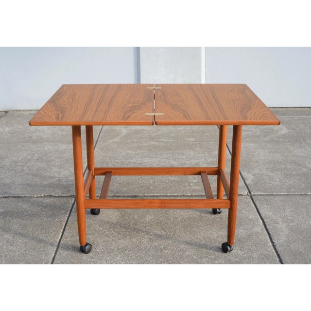 1960s Danish Modern Grete Jalk Expandable Teak Bar Cart Tea Trolley For Sale - Image 5 of 13