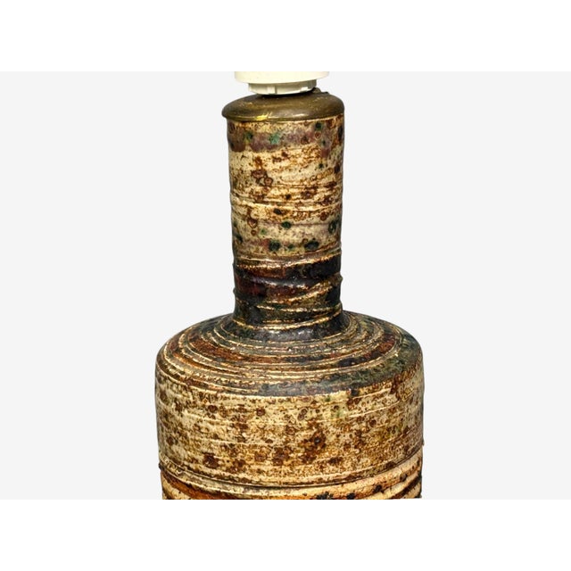 Ceramic 1950s Tue Poulsen, Table Lamp, Beige Stoneware, Denmark For Sale - Image 7 of 11