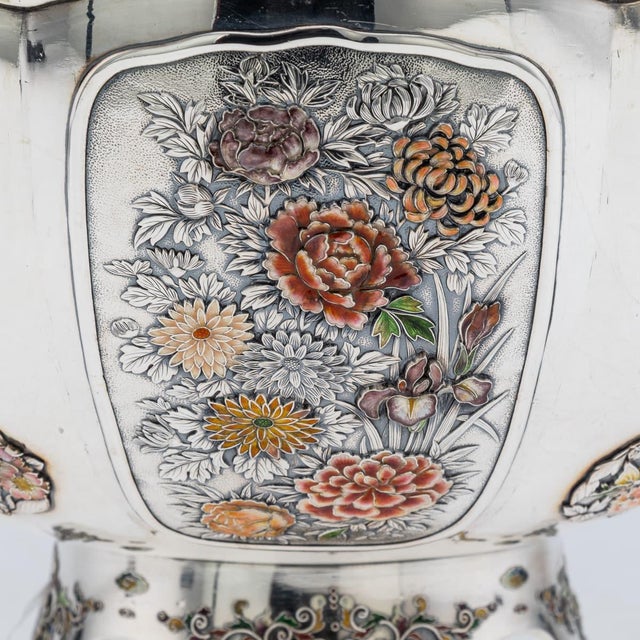 Antique Japanese Meiji Silver and Enamel Bowl, 1900s For Sale - Image 12 of 18