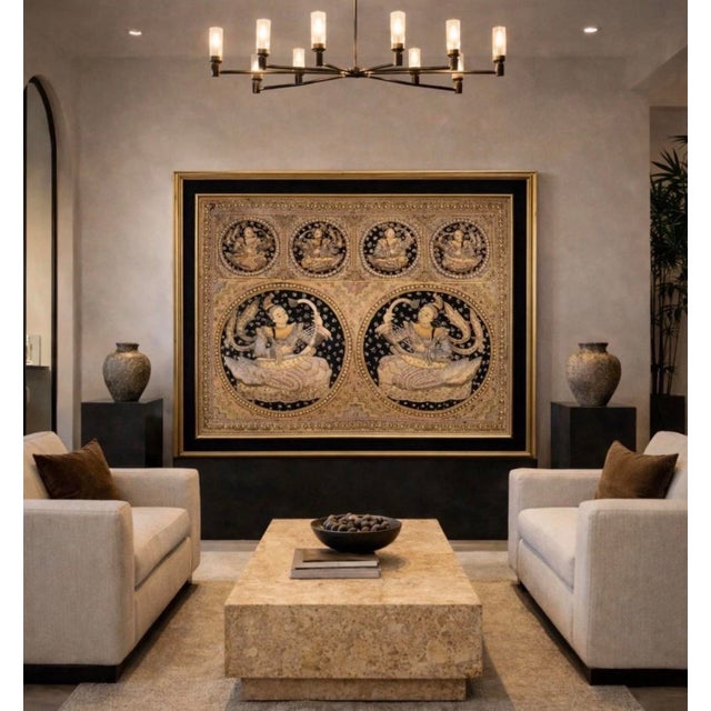 Mid 20th Century Extra Large Burmese Kalaga Framed Textile Wall Art For Sale - Image 5 of 12