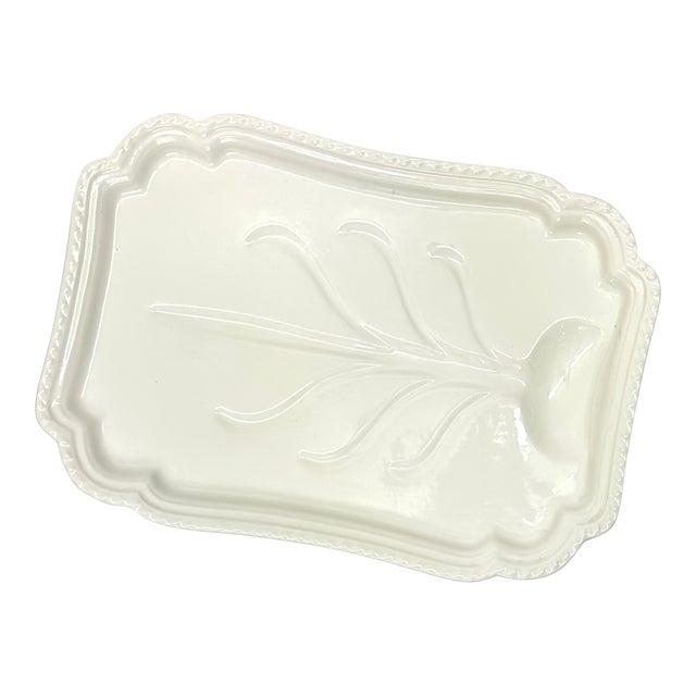 Oversized Rectangular Cream Ceramic Serving Platter For Sale