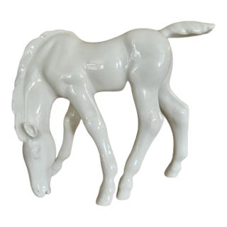 Vintage Lomonosov Porcelain Grazing Horse Figurine For Sale