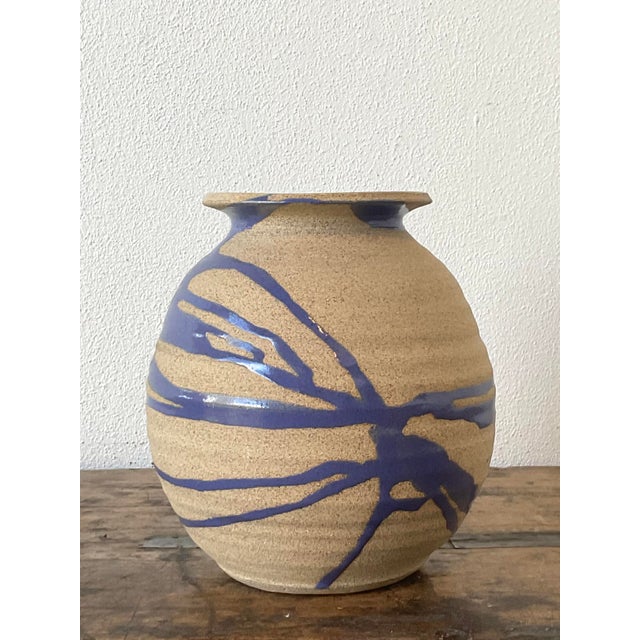 Vintage Original Studio Pottery Drip Glaze Vase For Sale - Image 4 of 12