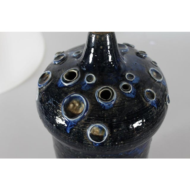 White Large Danish Sculptural Blue Ceramic Table Lamp by Jytte Trebbien, 1970s For Sale - Image 8 of 16