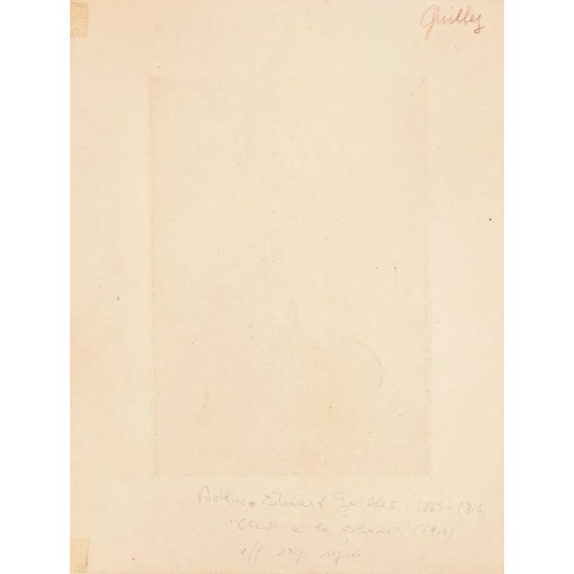 Christ à la Colonne in an original etching realized in 1910 by Edouard Guillez.