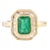 Octagon Cut Emerald & Baguette Halo Set Diamond Statement Ring Size 5.5 For Sale