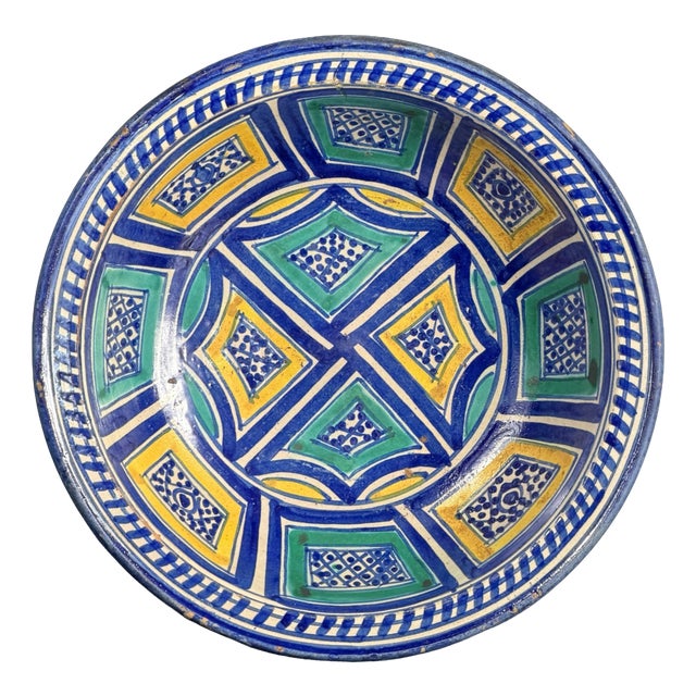 Antique Moroccan Earthenware Bowl by Ghotar, 1800s For Sale