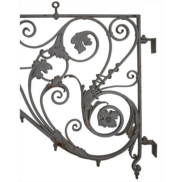 Gray 19th Century Wrought Iron Sign Bracket For Sale - Image 8 of 9