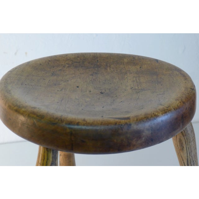 Antique Workshop Stool in Ash and Maple For Sale - Image 11 of 18