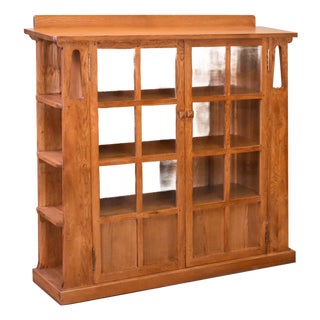 Mission Double Door Bookcase With Side Shelves - Michael's Cherry For Sale