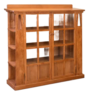 Mission Double Door Bookcase With Side Shelves - Michael's Cherry