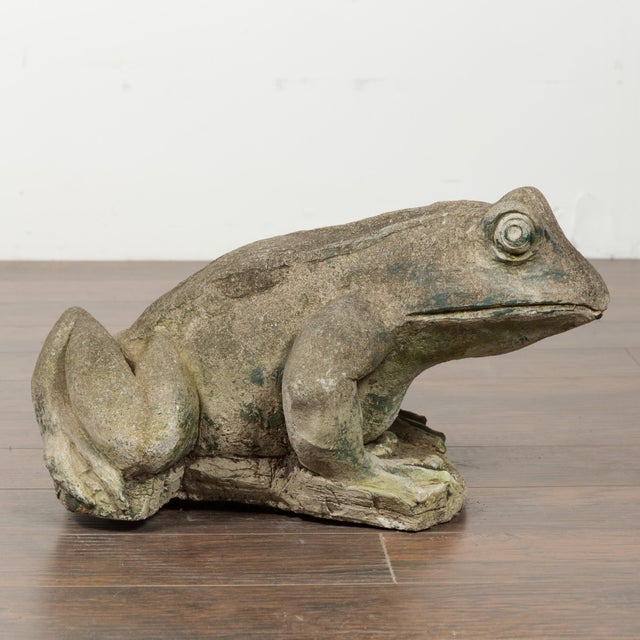 Late 20th Century Late 20th Century American Giant Stone Frog with Patina, Originally Used as a Fountain For Sale - Image 5 of 11