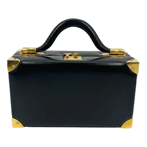 Judith Leiber Black Leather Box Handbag