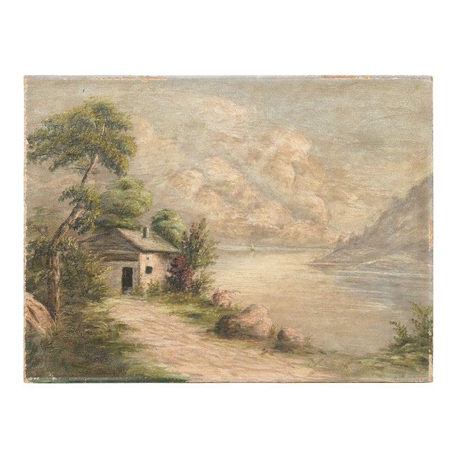 Antique Cottage Core Original Art Late 19th Century American Landscape on Academy Board, Wadsworth Howland Label, Circa 1880–1900 For Sale