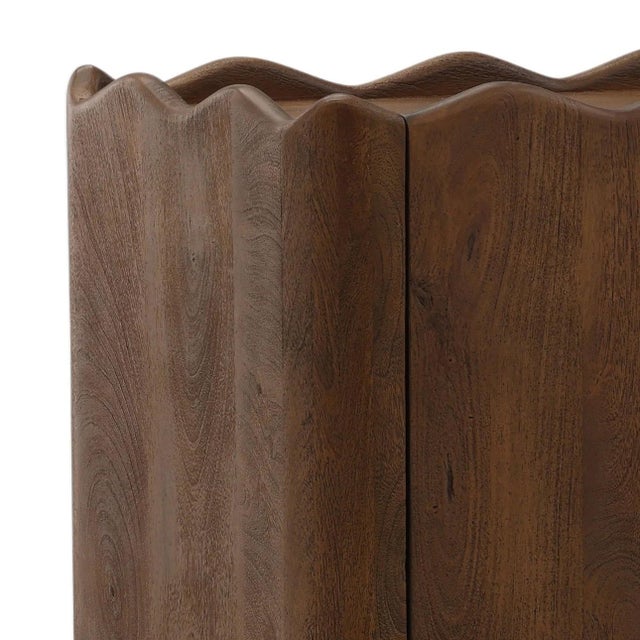 Wood Modern Wave Edge Carved Credenza For Sale - Image 7 of 8