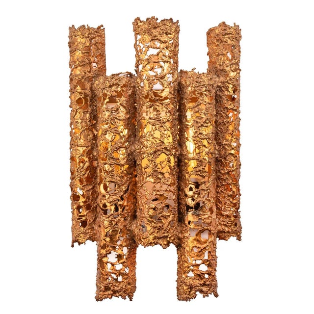 Metal Brutalist Wall Lamp with Copper Tubes by Aimo Tukiainen, Finland, 1960s For Sale - Image 7 of 7