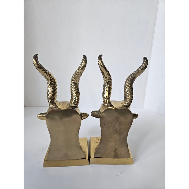 Pair of Vintage Solid Brass Gazelle Bookends For Sale In Miami - Image 6 of 8