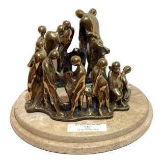 Late 20th Century Signed Marshak 4/20 "Boy Meets Girl" Figural Bronze Sculpture For Sale