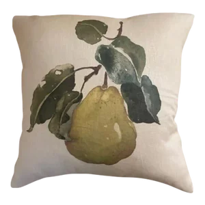 Watercolor Pear Linen Pillow