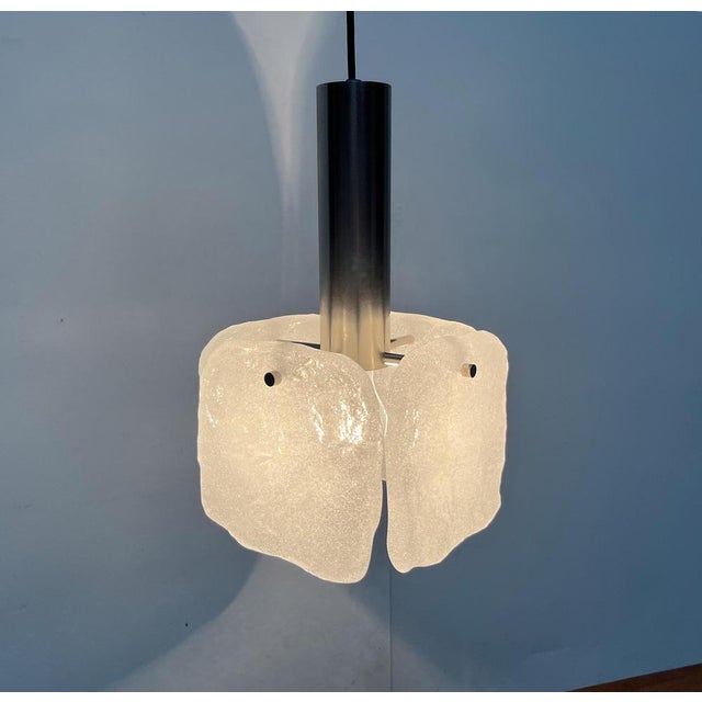 Mid-Century Metal and Ice Glass Model Bernstein Pendant Lamp from Kalmar, 1960s For Sale - Image 12 of 18