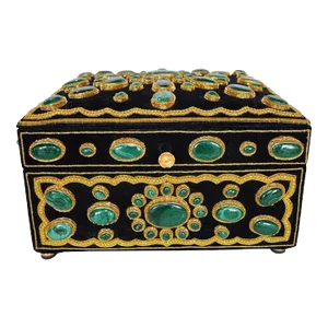 Late 20th Century Handmade Jewelry Box With Malachite