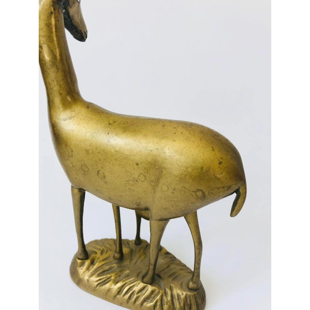 Brass Large Vintage Brass Gazelle With Baby For Sale - Image 8 of 11