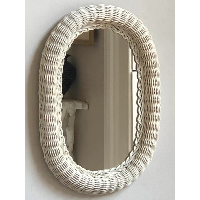 Mid 20th Century Vintage Wicker Wall Mirror in Crème For Sale - Image 5 of 13