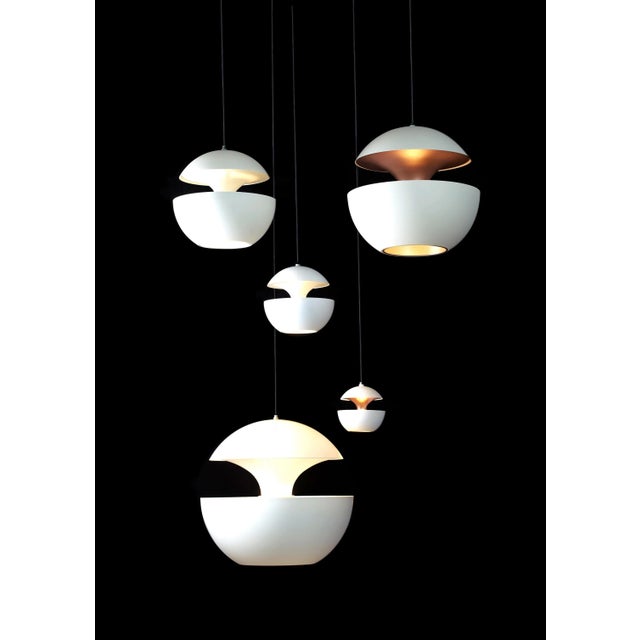 Bertrand Balas Here Comes the Sun Large White and Copper Pendant Lamp by Bertrand Balas For Sale - Image 4 of 10