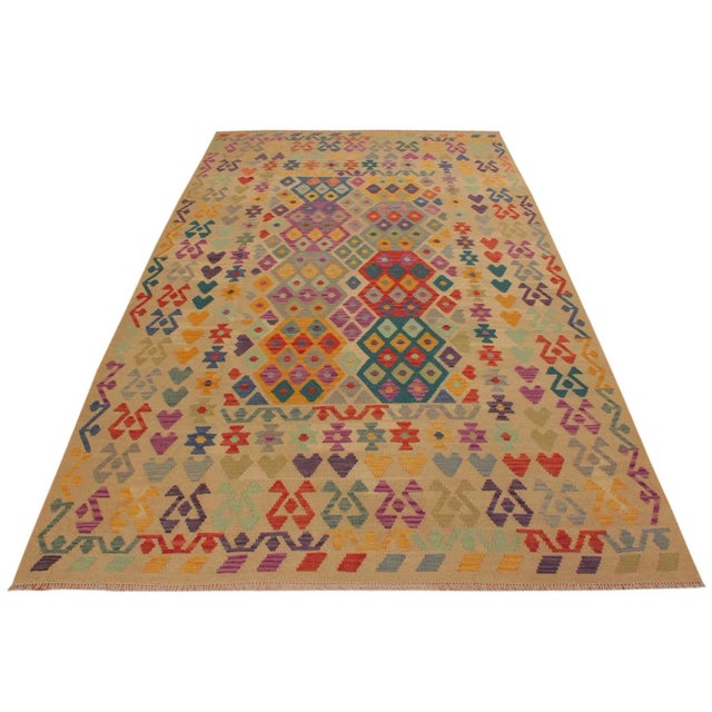 1990s 1990s Tribal Kilim Beige Red Wool Rug - 6'7" X 10'0" For Sale - Image 4 of 7