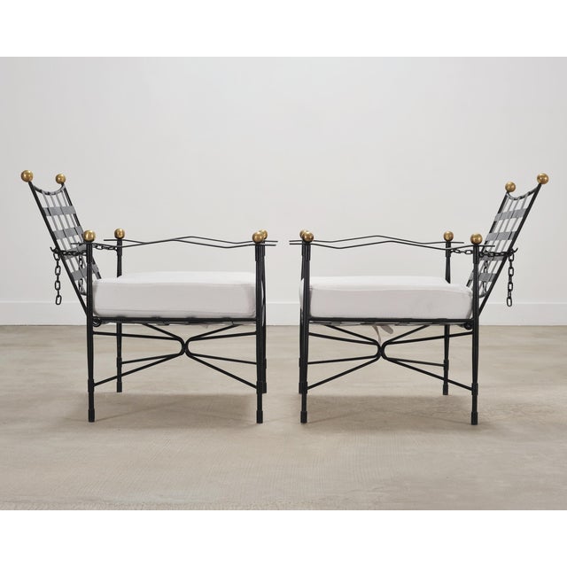Set of Four Mario Papperzini Amalfi Iron Lounge Garden Chairs For Sale - Image 13 of 18