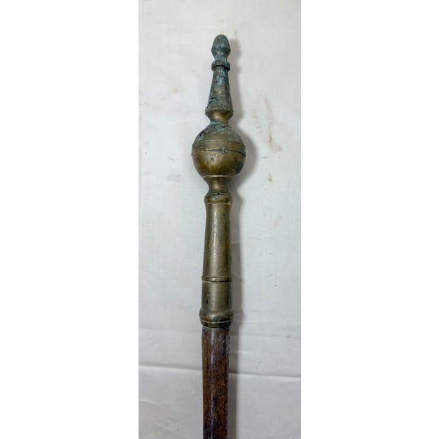 English Antique 18th Century Wrought Iron Turned Brass English Fireplace Shovel Tool 14 For Sale - Image 3 of 12